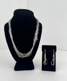 Navajo Liquid Sterling Silver Necklace Earrings