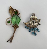 Mid Century Sterling Silver Flower Brooches