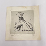 Ace Powell Engraving Montana Indian Tipi