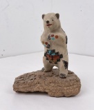 Navajo Sand Painted Bear Sculpture