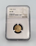 1908 NGC AU55 $2 1/2 Indian Head Gold Coin