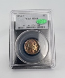 1934 D Rainbow Toned PCGS MS64 Buffalo Nickel CAC