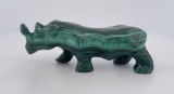 African Malachite Rhino Carving