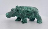African Malachite Hippo Carving