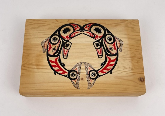 Haida Indian Painted Salmon Box