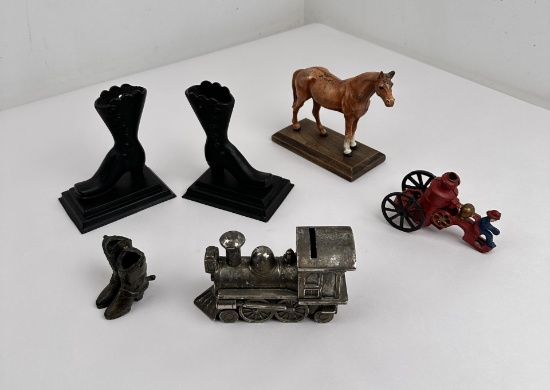 Group of Cast Iron Toys Banks and Figures