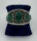 Taxco Mexico Silver Malachite Cuff Bracelet