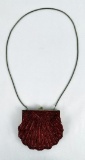 La Regal Red Beaded Clam Shell Flapper Purse