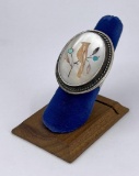 Zuni Inlaid Cardinal Sterling Silver Ring