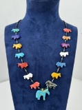 Zuni Heishi Horse Fetish Multi Stone Necklace
