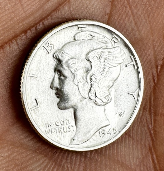 1945 P Silver Mercury Dime Coin