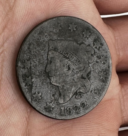 1822 Braided Hair One Cent Coin