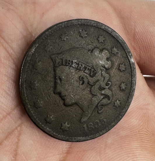 1835 Braided Hair One Cent Coin
