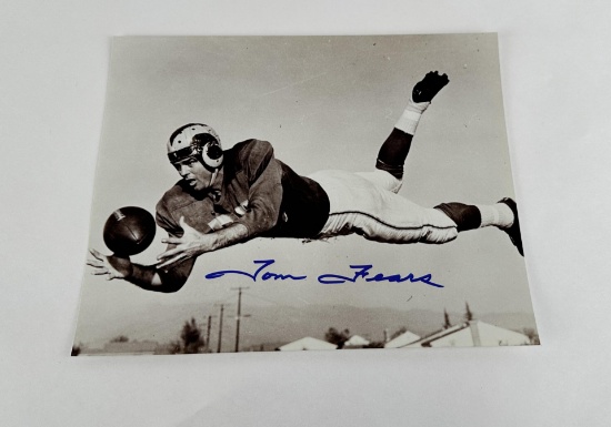1970 Tom Fears Signed Football Photo LA Rams