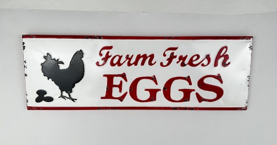 Farm Fresh Eggs Embossed Metal Sign