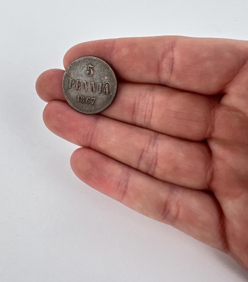 1867 Finland 5 Pennia Coin
