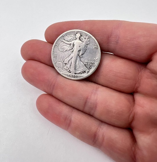 1916 S Walking Liberty Half Dollar Silver Coin
