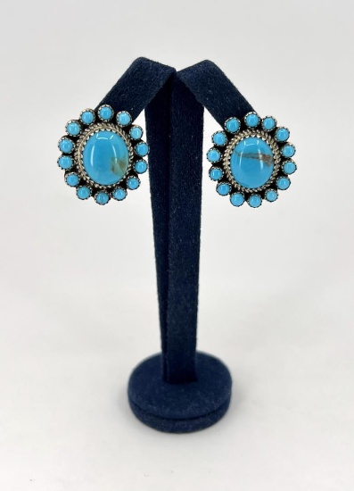Lester Jackson Navajo Sterling Turquoise Earrings