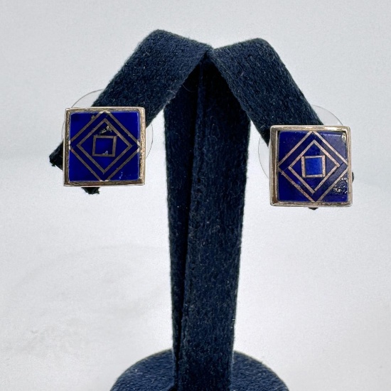 Zuni Sterling Silver Lapis Lazuli Earrings