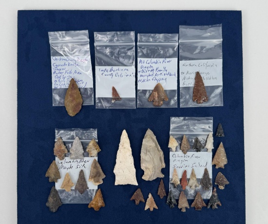 Collection of Ancient Stone Arrowheads Points