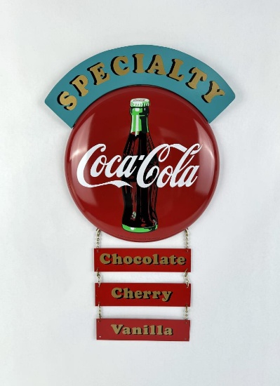 1990 Coca Cola Soda Fountain Button Sign