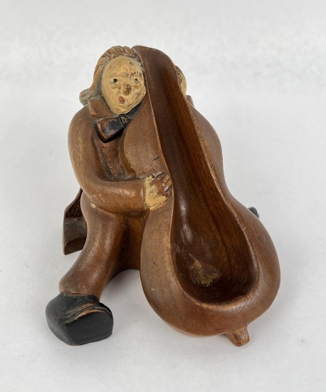 Carved Wooden Pipe Holder Cello Player