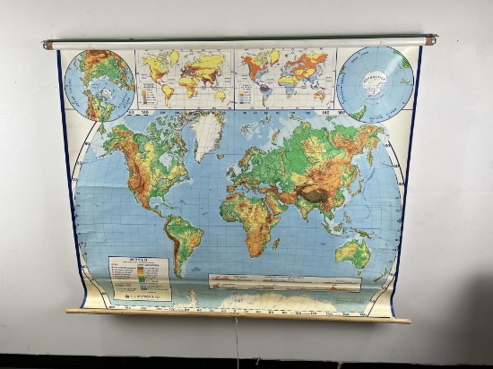 Nystrom Classroom Pull Down Wall Map Of The World