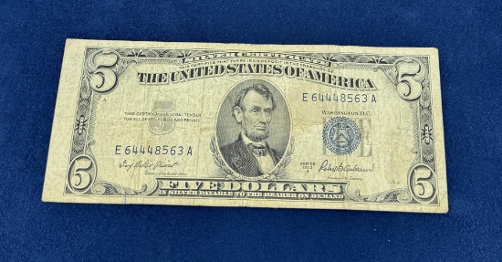 1953 A Five Dollar Silver Certificate