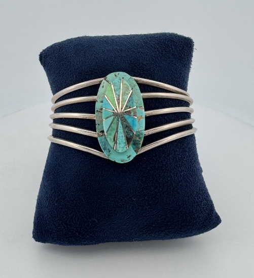 Theresa Joe Navajo Sterling Turquoise Bracelet