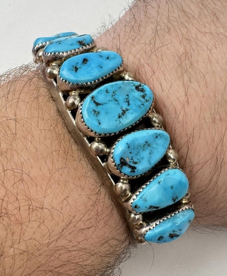 Davina Benally Navajo Sterling Turquoise Bracelet