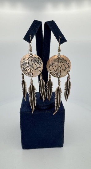 Navajo Sterling Silver Feather Earrings