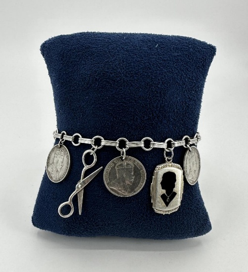 Canadian Sterling Silver Coin Charm Bracelet