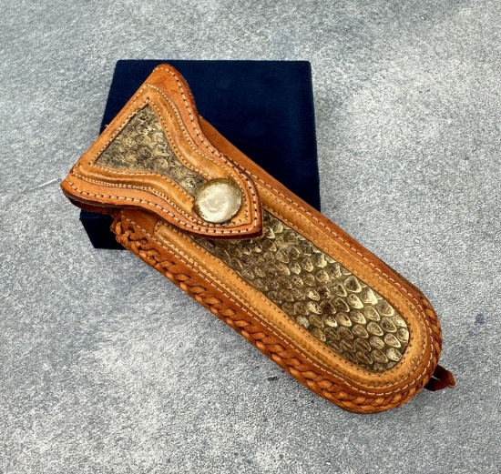 Snakeskin Leather Pocket Knife Sheath