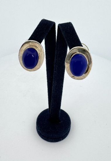 Taxco Mexico Sterling Silver Lapis Lazuli Earrings