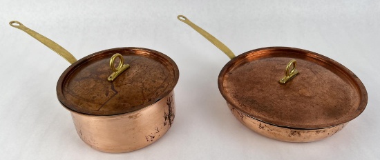 Brass Handled Copper Pans Pots