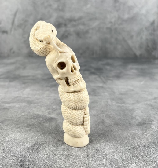 Snake & Skull Antler Carving