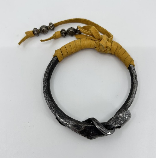 Blacksmith Made Iron Bangle Bracelet