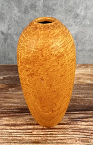 Michael Lee Hawaii Carved Box Elder Wood Vase