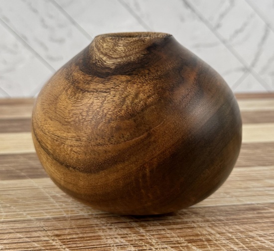 Michael Lee Hawaii Carved Koa Wood Vase