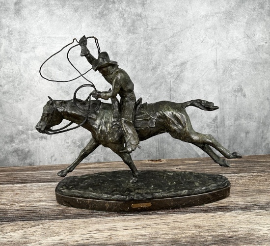 Harry Andrew Jackson Ropin' Cowboy Bronze