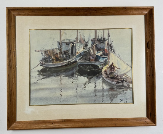 James Sessions Gloucester Harbor Watercolor