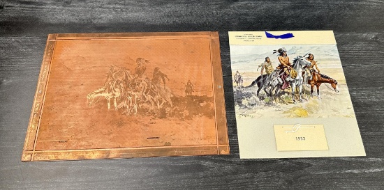 Original Charles M Russell Calendar Printing Plate