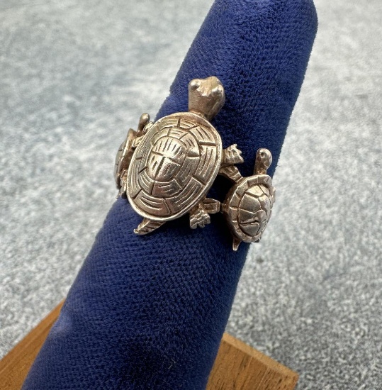 Sterling Silver Turtle Kachua Ring