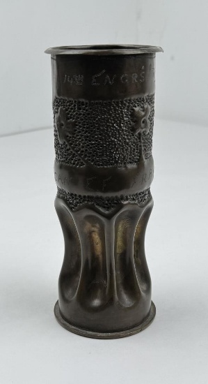 WW1 WWI AEF 14TH Engineers Trench Art Shell Vase