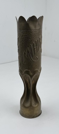 1918 Trench Art Shell Vase French St Mihiel