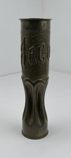 1918 Trench Art Shell Vase 75mm French Argonne