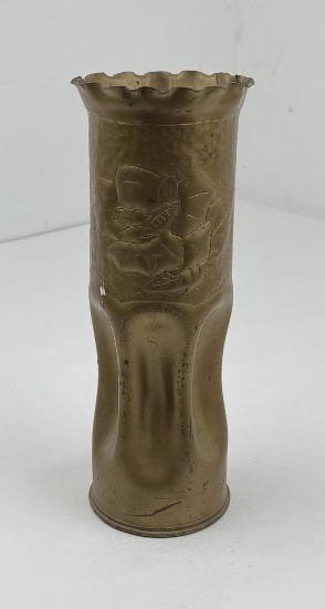 WW2 75mm Fluted Trench Art Shell Vase