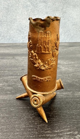 WWI WW1 Reims Trench Art Shell Casing