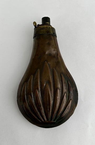 Antique Civil War Era Brass Powder Flask