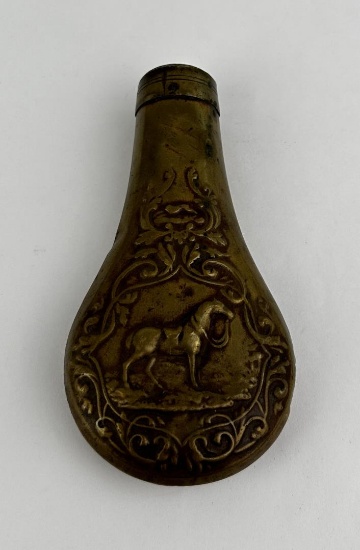 Antique Civil War Era Brass Powder Flask